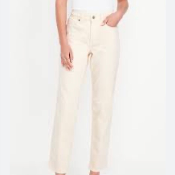Like new Old Navy OG Straight High Rise cream color button down jeans, size 4 - Picture 1 of 7